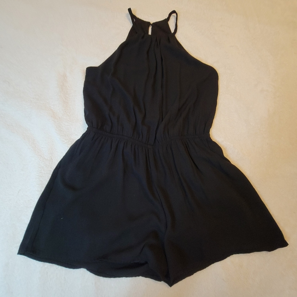 One Clothing Lined Black Sleeveless One Piece Summer Romper Pocket Shorts Medium